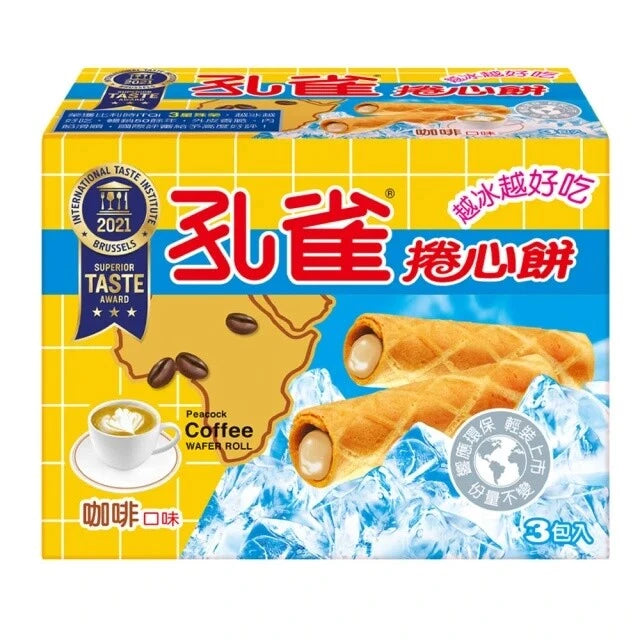 å­ ²åé¤ Peacock Custard / Coffee Wafer Roll 63g x 3 / Pack (Select)