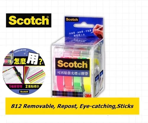3M Post-it Flags, 812 4 Colors Bookmark Point Sticky Note Plastic Paper Index