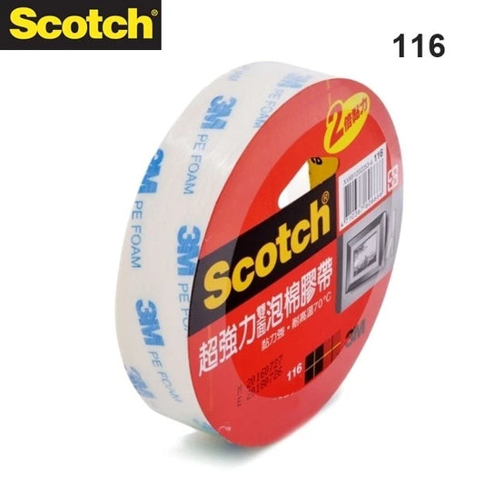 3M Scotch 116 Strong Adhesion Double Sided Tape 12/18/24/48mm x 3yd (Select)