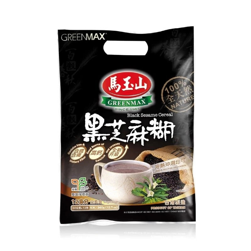 馬ç山] é»麻ç Greenmax 100% Natural Black Sesame Cereal Drink (12 bags/pack)