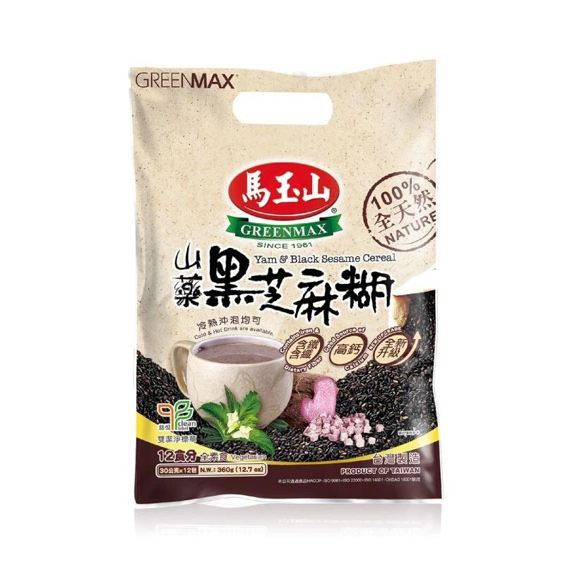 馬çå± 天ç山èé»麻ç Greenmax 100% Yam & Black Sesame Cereal Drink (12 bags/pack)