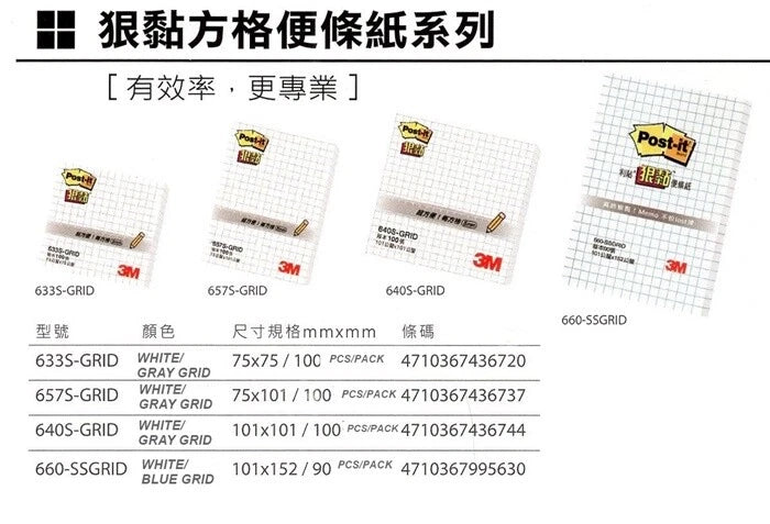 3M Post-it Super Sticky Notes White with Grid (Select)