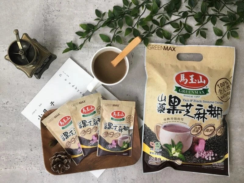 馬çå± 天ç山èé»麻ç Greenmax 100% Yam & Black Sesame Cereal Drink (12 bags/pack)