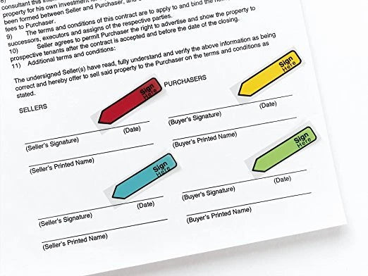 3M Post-it Flags Arrow Message Sign Here (684SH) - 30 Flags each color