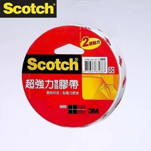 3M Scotch 669 Strong Adhesion Double Sided Tape 12/18/24mm x 5yd (Size Select)