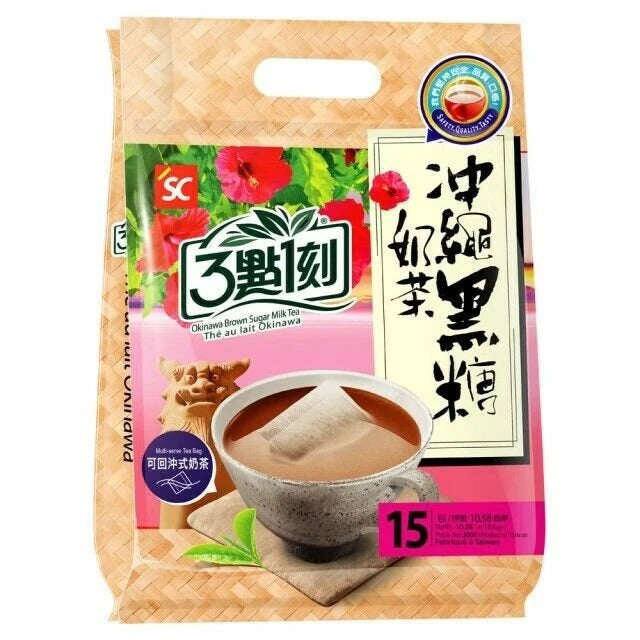 3:15PM 3é»1 Milk Tea Okinawa Brown Sugar/ Rose Fruity Milk 15 bags/pack
